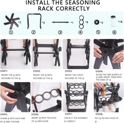 Spice Rack Organizer With 18 Spice Jars